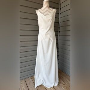 NWT- Merry’s white satin maxi spaghetti straps V- neck slip dress Sz 10